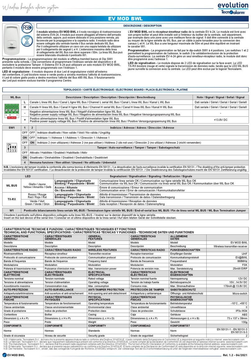 Tecnoalarm evolution EV MOD BWL Bedienungsanleitung