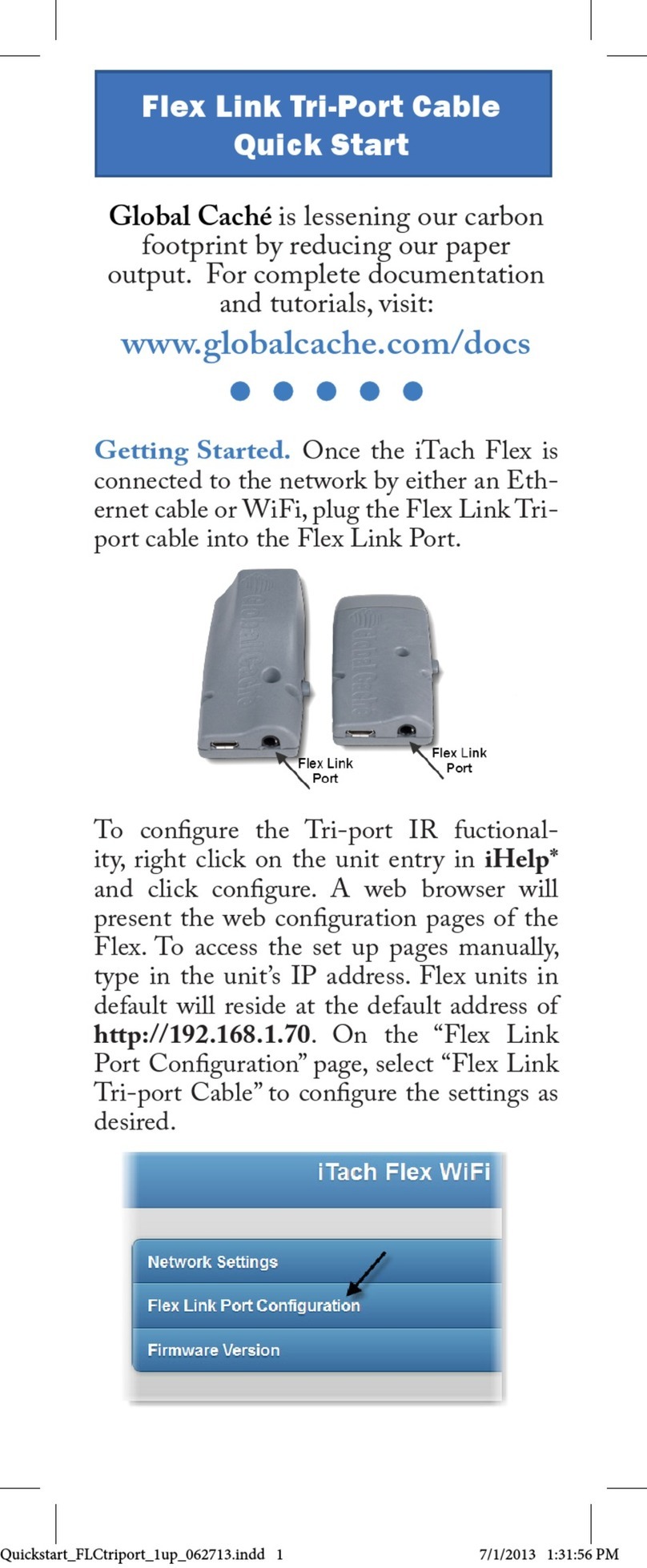Global Cache Flex Link Bedienungsanleitung Global Cache Flex Link Bedienungsanleitung