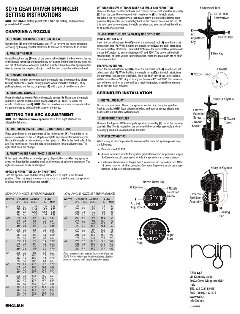 Rain SO75 Betriebsanleitung Rain SO75 Betriebsanleitung