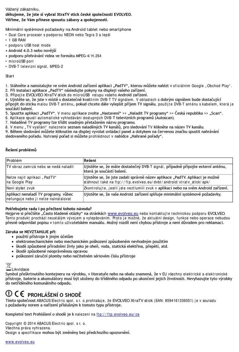 Evolveo XtraTV Bedienungsanleitung