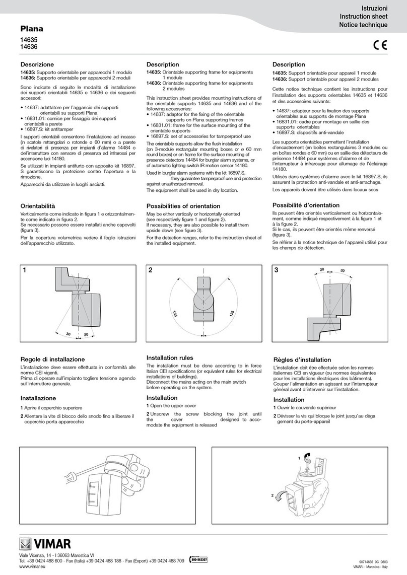Vimar Plana Bedienungsanleitung