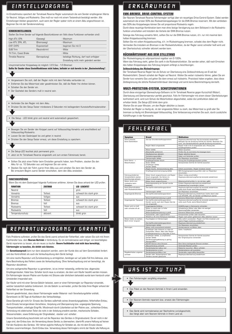 Nosram Tomahawk Reverse Bedienungsanleitung