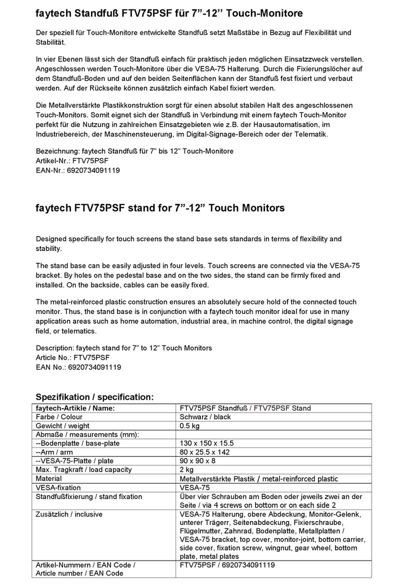 Faytech FTV75PSF Bedienungsanleitung Faytech FTV75PSF Bedienungsanleitung