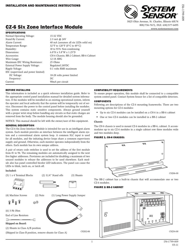 System Sensor CZ-6 Bedienungsanleitung
