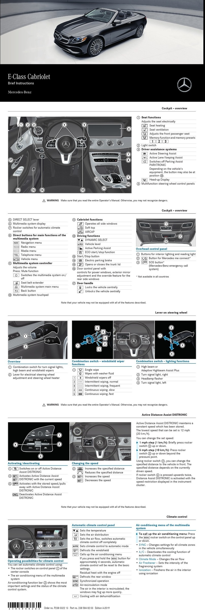 Mercedes-Benz E-Class Cabriolet Referenzhandbuch