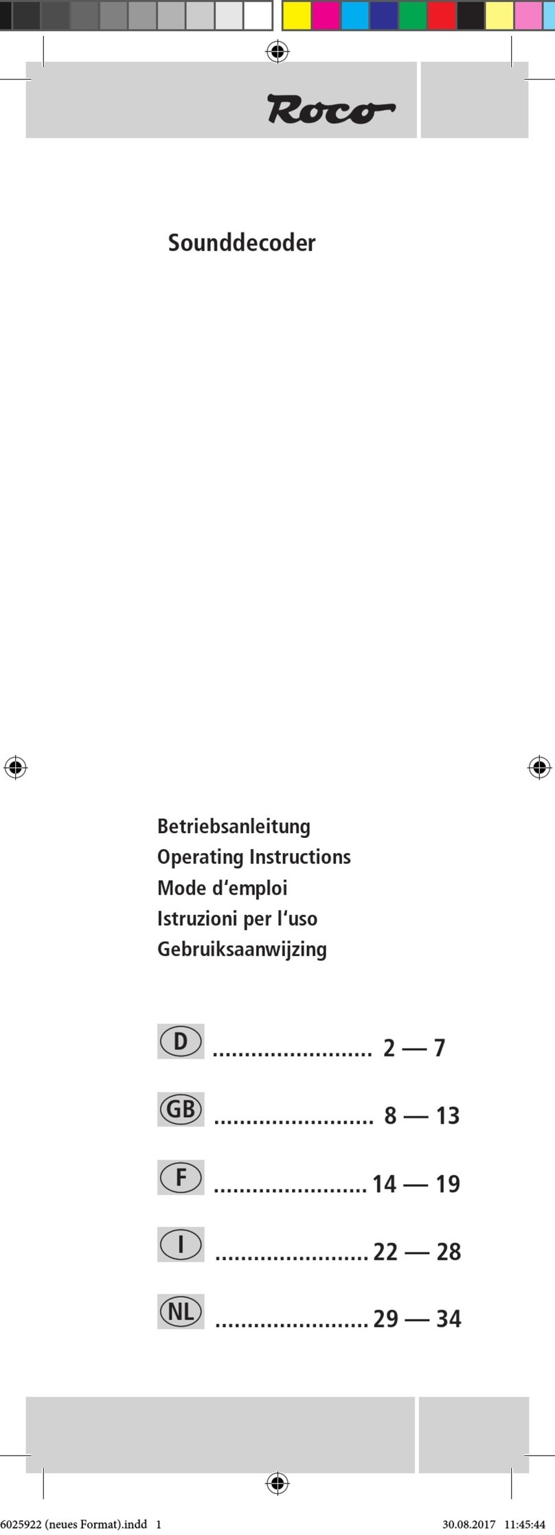 roco Sounddecoder Bedienungsanleitung