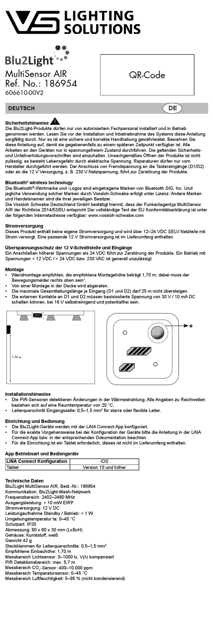 VS LIGHTING SOLUTIONS Blu2Ligth MultiSensor AIR Bedienungsanleitung VS LIGHTING SOLUTIONS Blu2Ligth MultiSensor AIR Bedienungsanleitung
