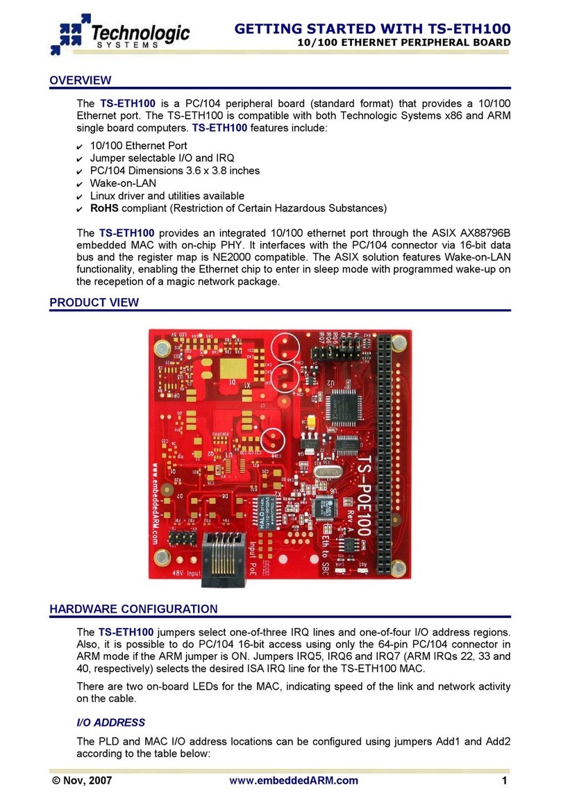 Technologic Systems TS-ETH100 Bedienungsanleitung Technologic Systems TS-ETH100 Bedienungsanleitung