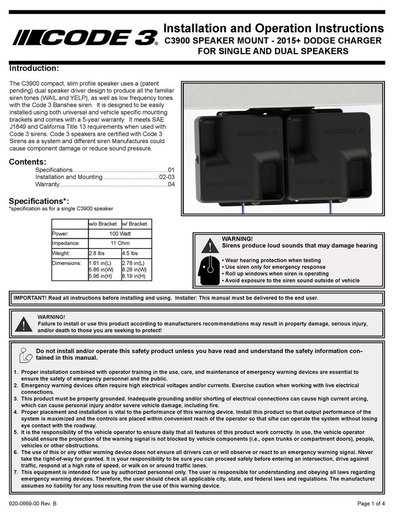 Code 3 C3900 Bedienungsanleitung Code 3 C3900 Bedienungsanleitung