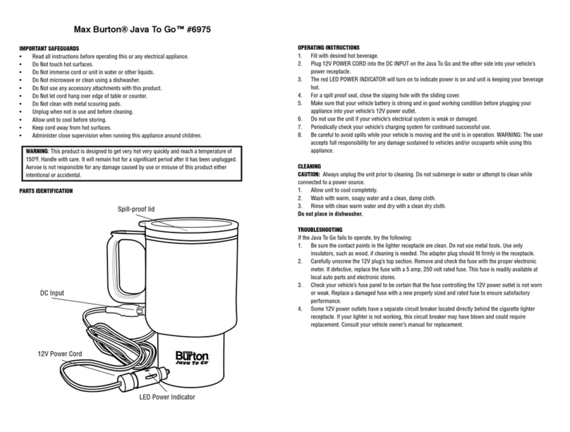 Max Burton Java To Go Bedienungsanleitung