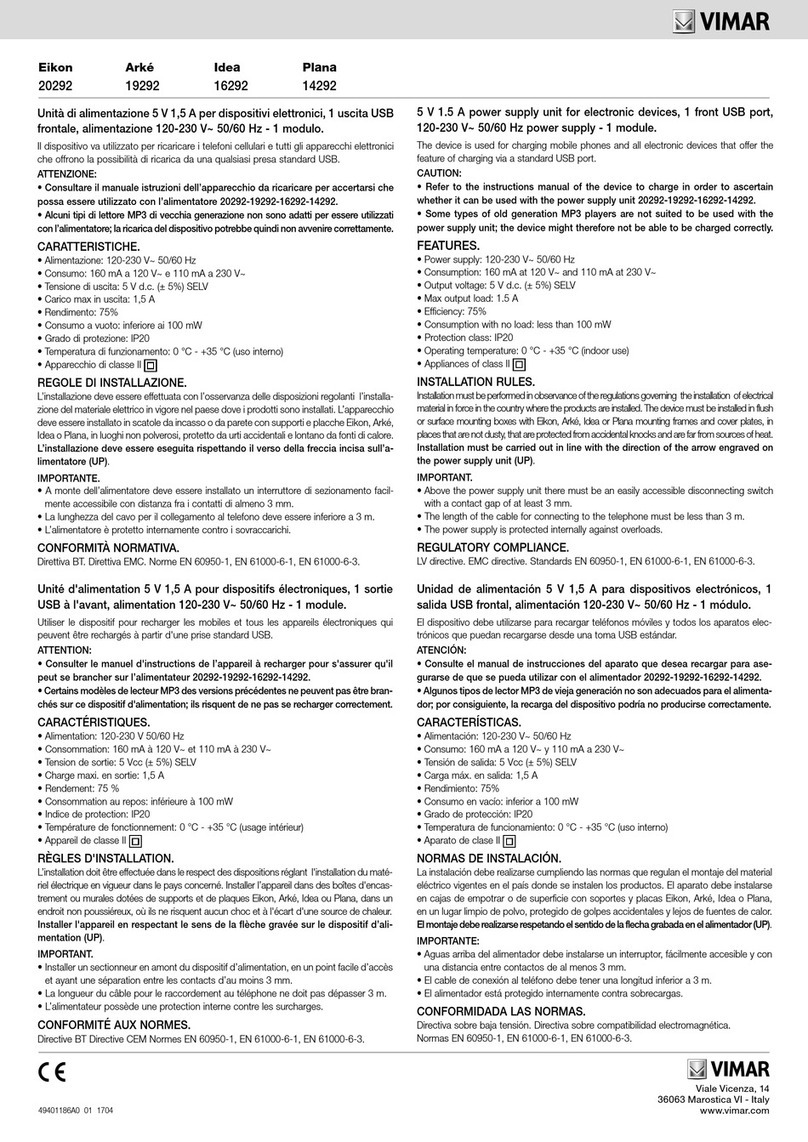 Vimar Eikon Bedienungsanleitung