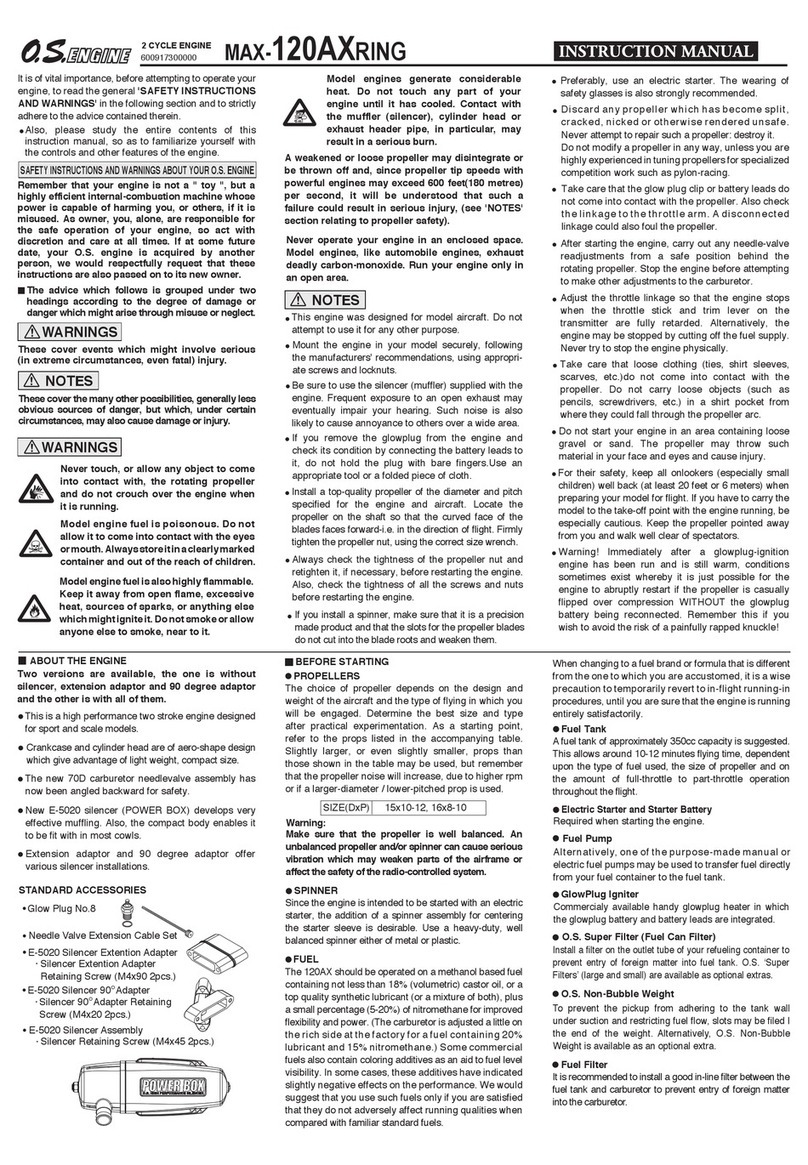 O.S. engine MAX-120AXRING Bedienungsanleitung O.S. engine MAX-120AXRING Bedienungsanleitung
