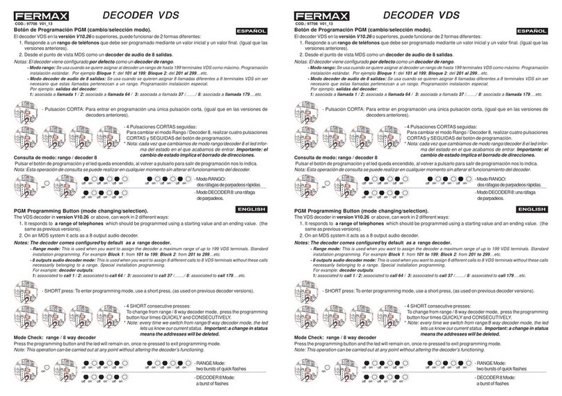 Fermax DECODER VDS Bedienungsanleitung