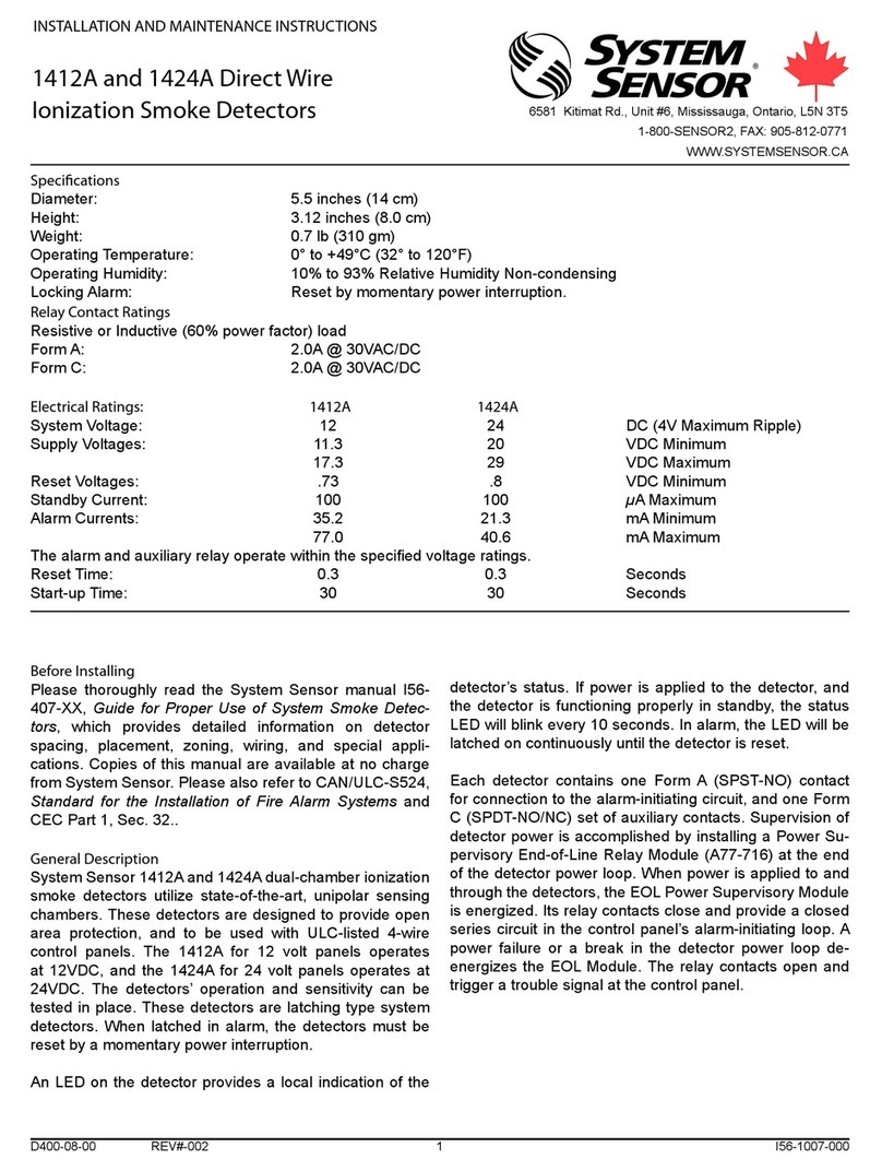System Sensor 1412A Bedienungsanleitung