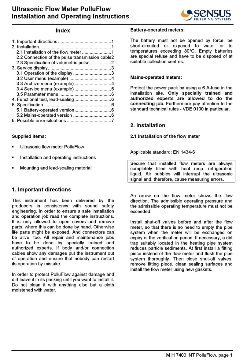 Sensus PolluFlow Bedienungsanleitung Sensus PolluFlow Bedienungsanleitung