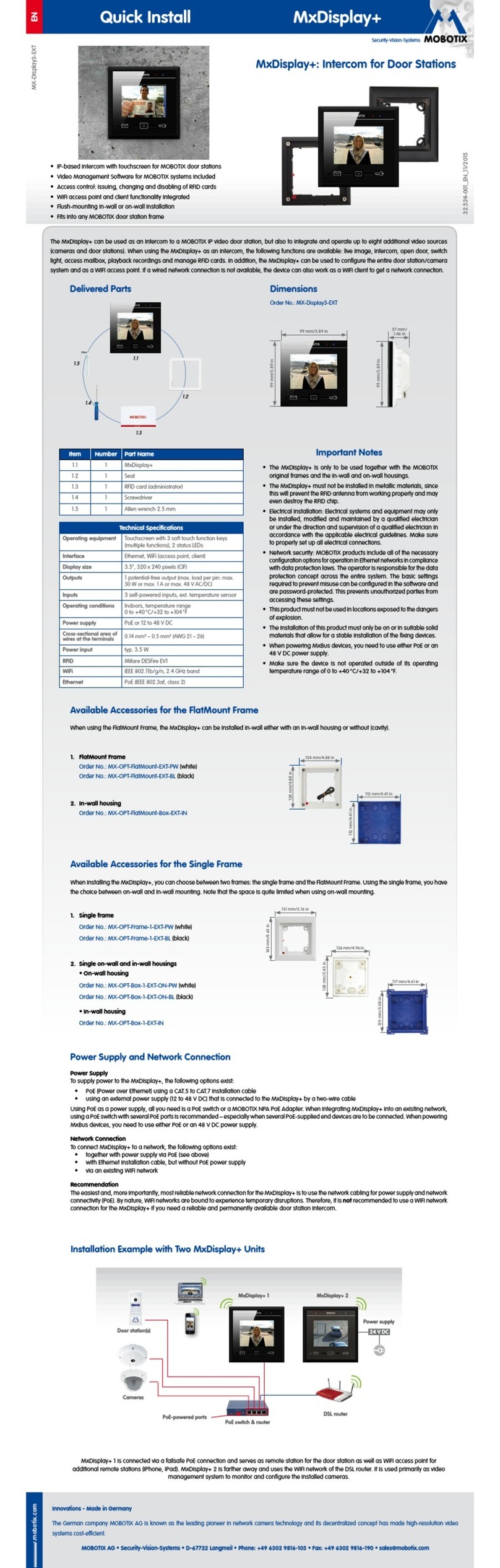 Mobotix MxDisplay Plus Gebrauchsanweisung