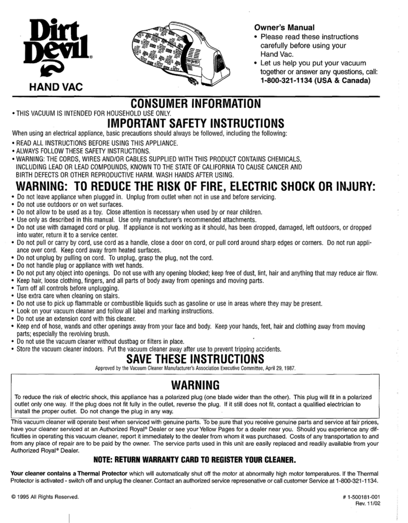 Dirt Devil Hand Vac Bedienungsanleitung Dirt Devil Hand Vac Bedienungsanleitung