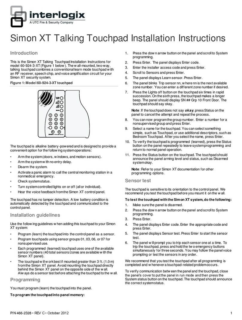 Interlogix Simon XT Bedienungsanleitung