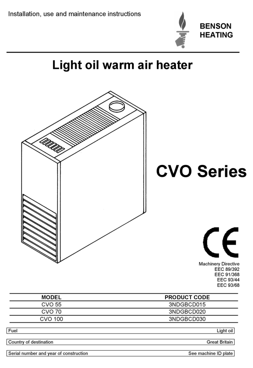 BENSON HEATING CVO 70 Kurzanleitung BENSON HEATING CVO 70 Kurzanleitung