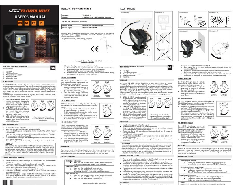 Quintezz LED Sensor Floodlight Bedienungsanleitung