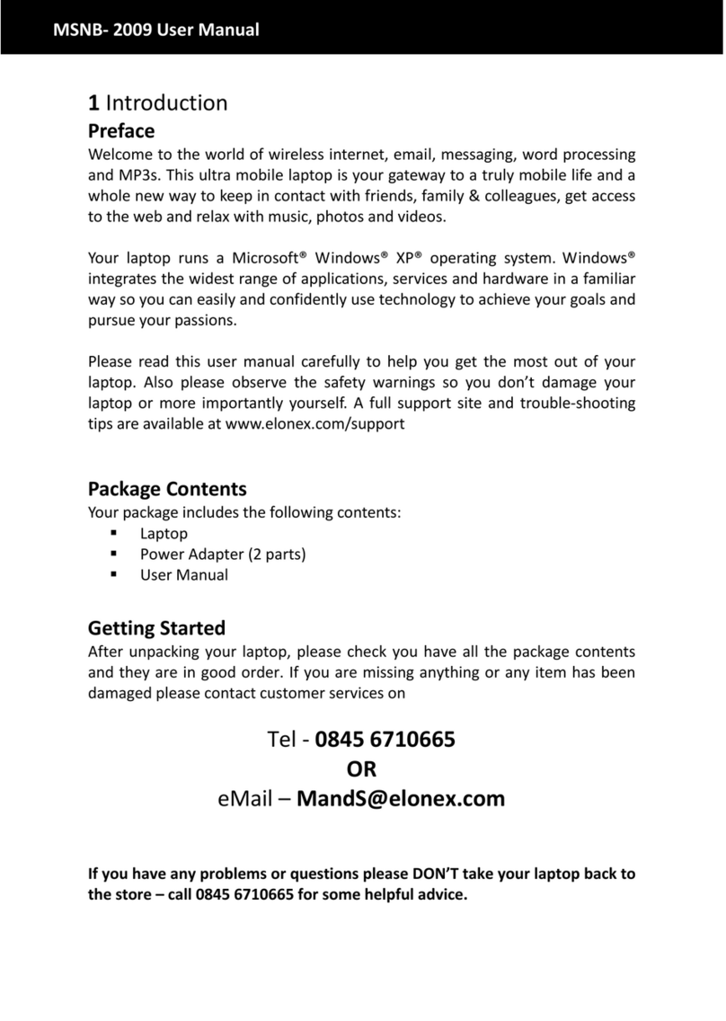Elonex MSNB 2009 Bedienungsanleitung Elonex MSNB 2009 Bedienungsanleitung