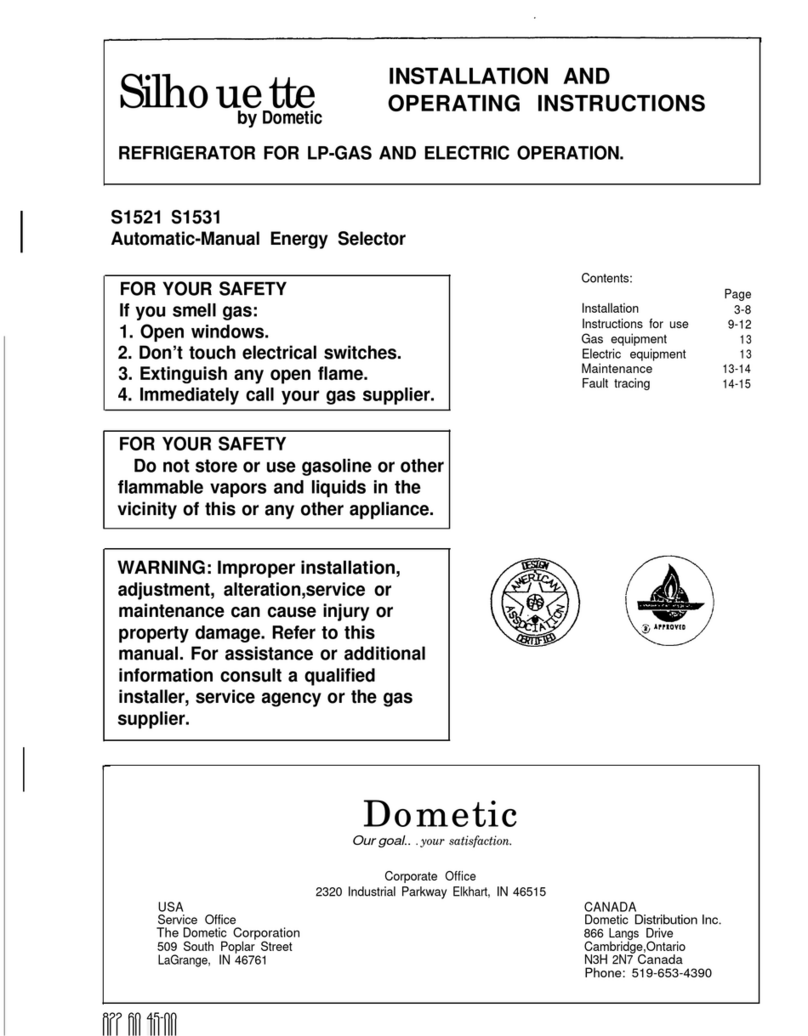 Dometic Silhouette S1521 Bedienungsanleitung Dometic Silhouette S1521 Bedienungsanleitung