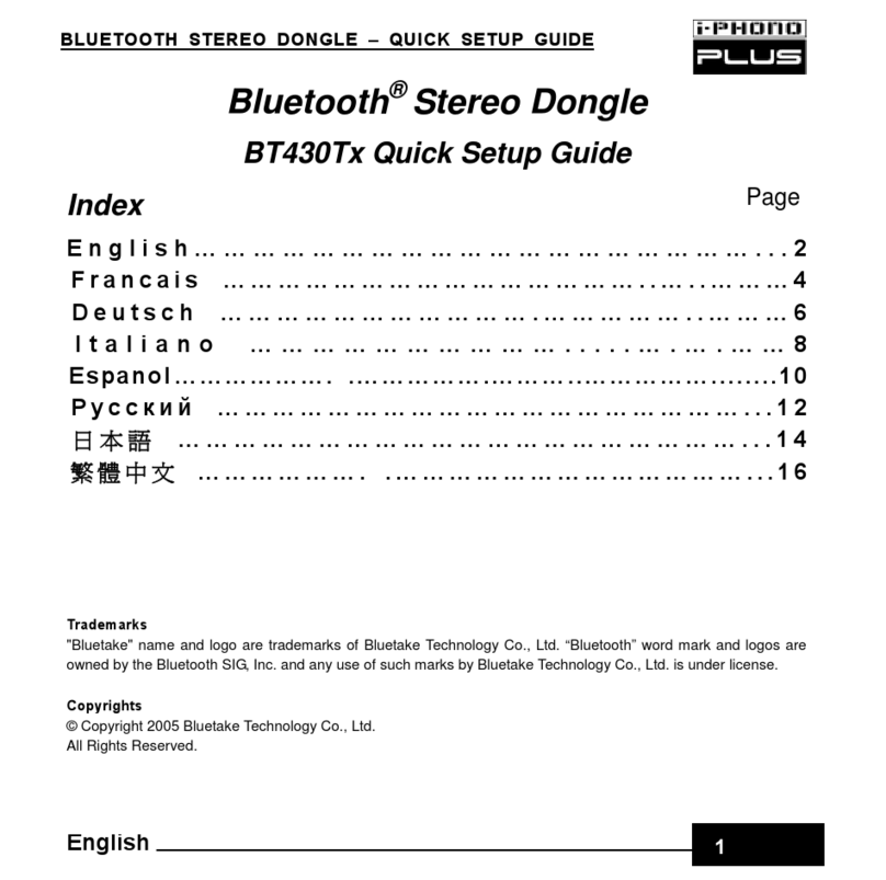 Bluetake Technology BT430Tx Bedienungsanleitung Bluetake Technology BT430Tx Bedienungsanleitung