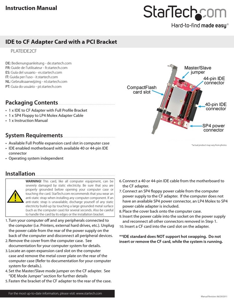 StarTech.com PLATEIDE2CF Bedienungsanleitung