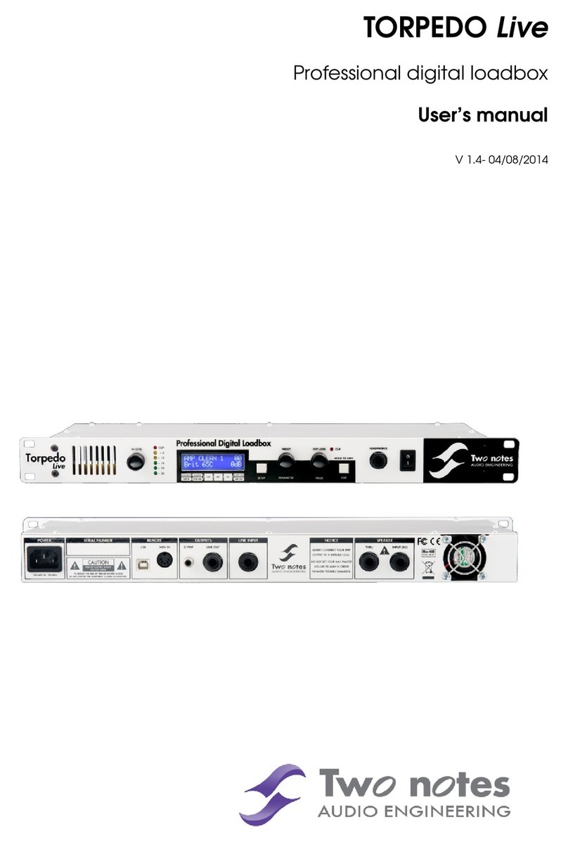 Two Notes TORPEDO Live Bedienungsanleitung Two Notes TORPEDO Live Bedienungsanleitung
