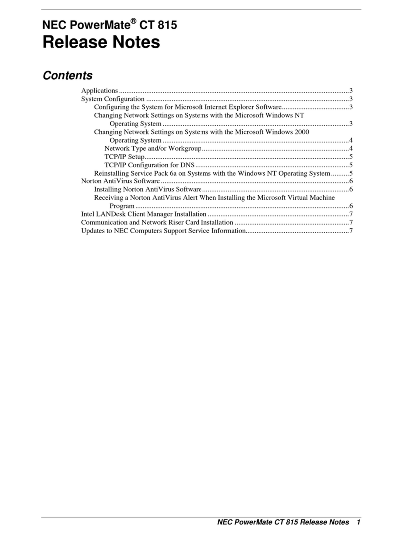 NEC POWERMATE CT 815 - RELEASE NOTES Bedienungsanleitung