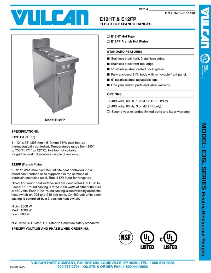 Vulcan-Hart E12FP Bedienungsanleitung Vulcan-Hart E12FP Bedienungsanleitung