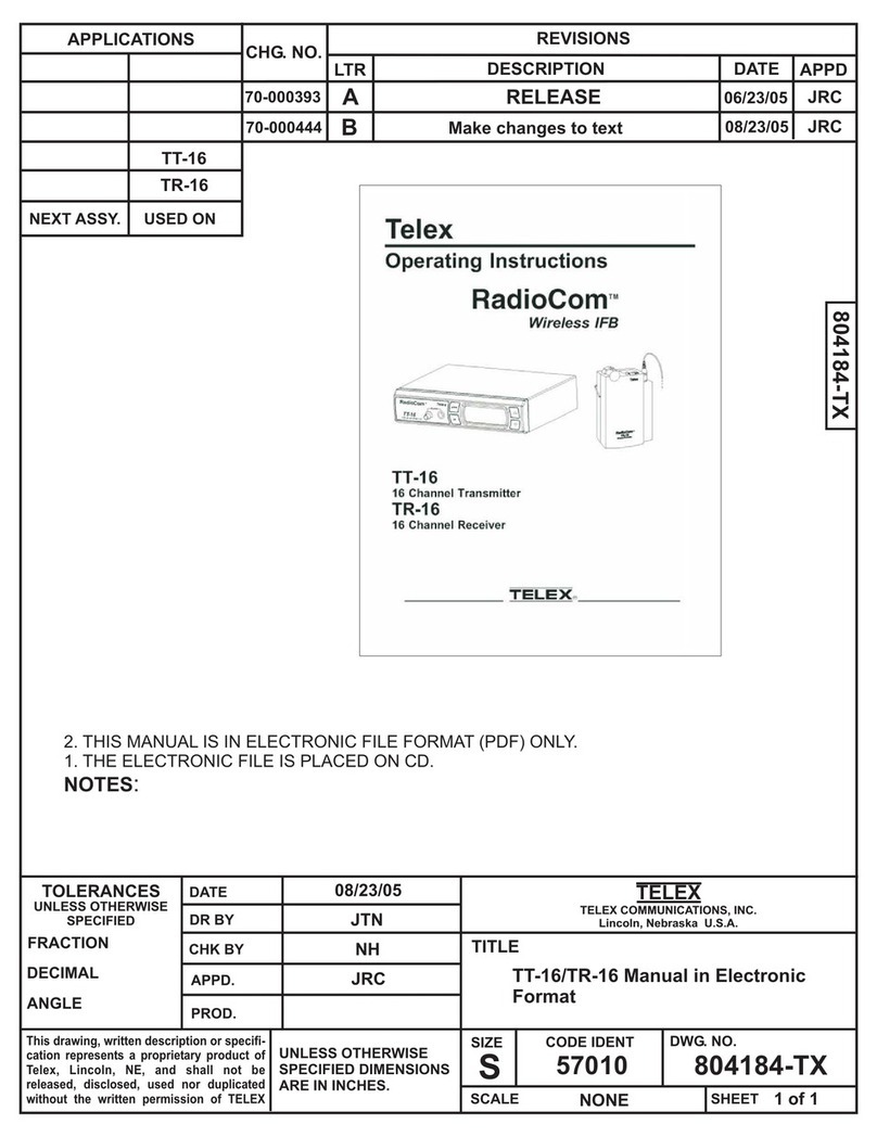 Telex TR-16 Bedienungsanleitung