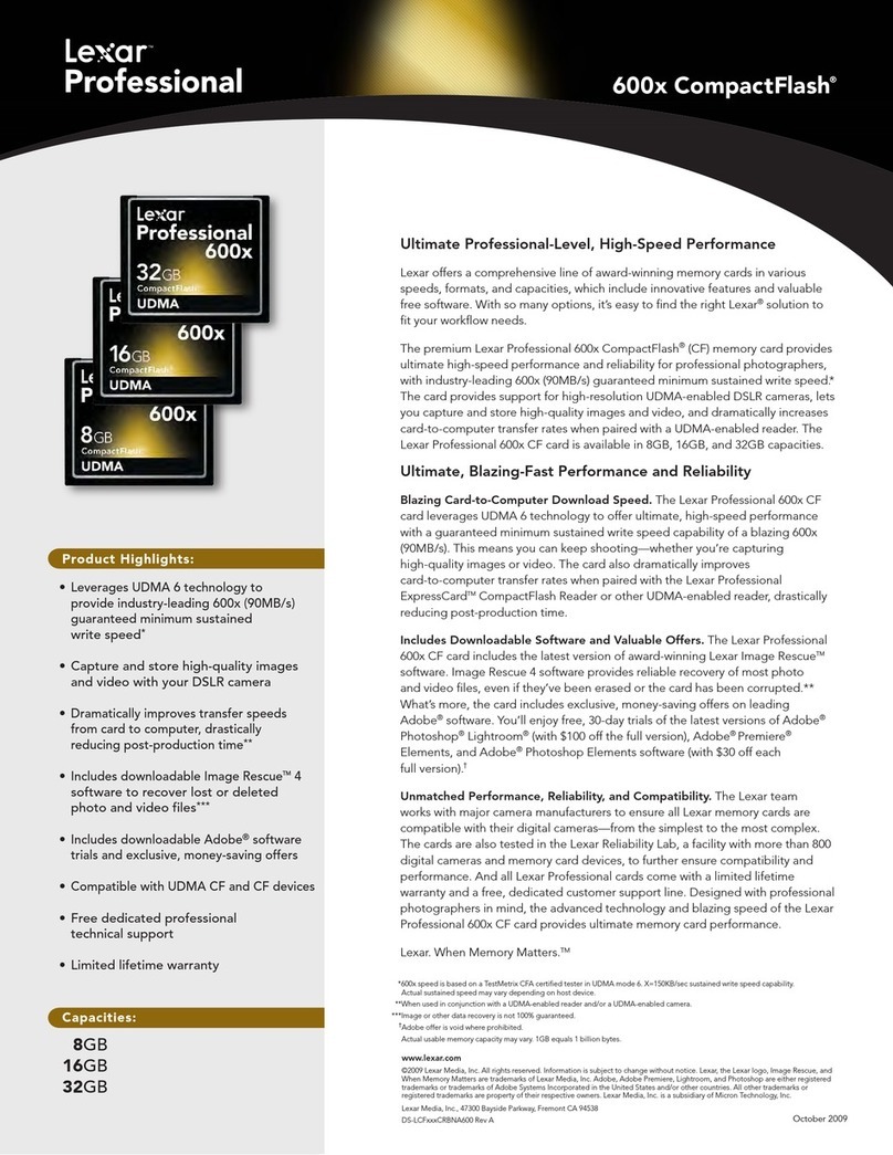 Lexar 600X COMPACT FLASH - DATASHEET REV A Bedienungsanleitung