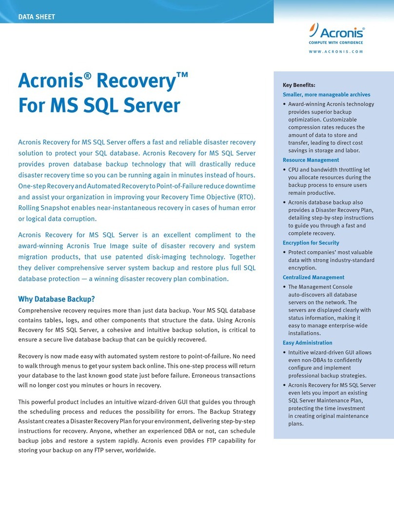 ACRONIS RECOVERY -  FOR MS SQL SERVER Bedienungsanleitung