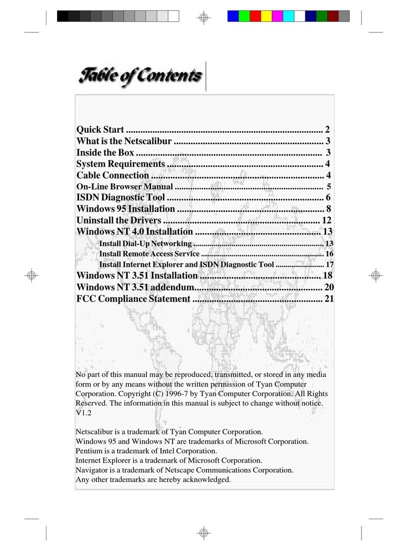 TYAN NETSCALIBUR Bedienungsanleitung TYAN NETSCALIBUR Bedienungsanleitung