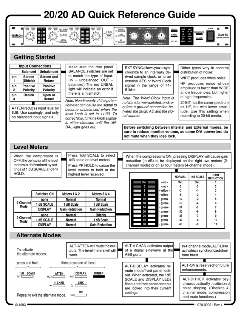 Lexicon 20 -  GUIDE REV 1 Bedienungsanleitung