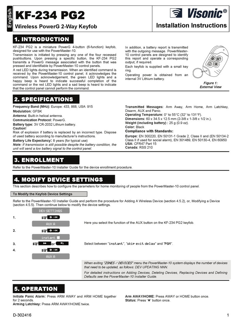Visonic KF-234 PG2 - Bedienungsanleitung