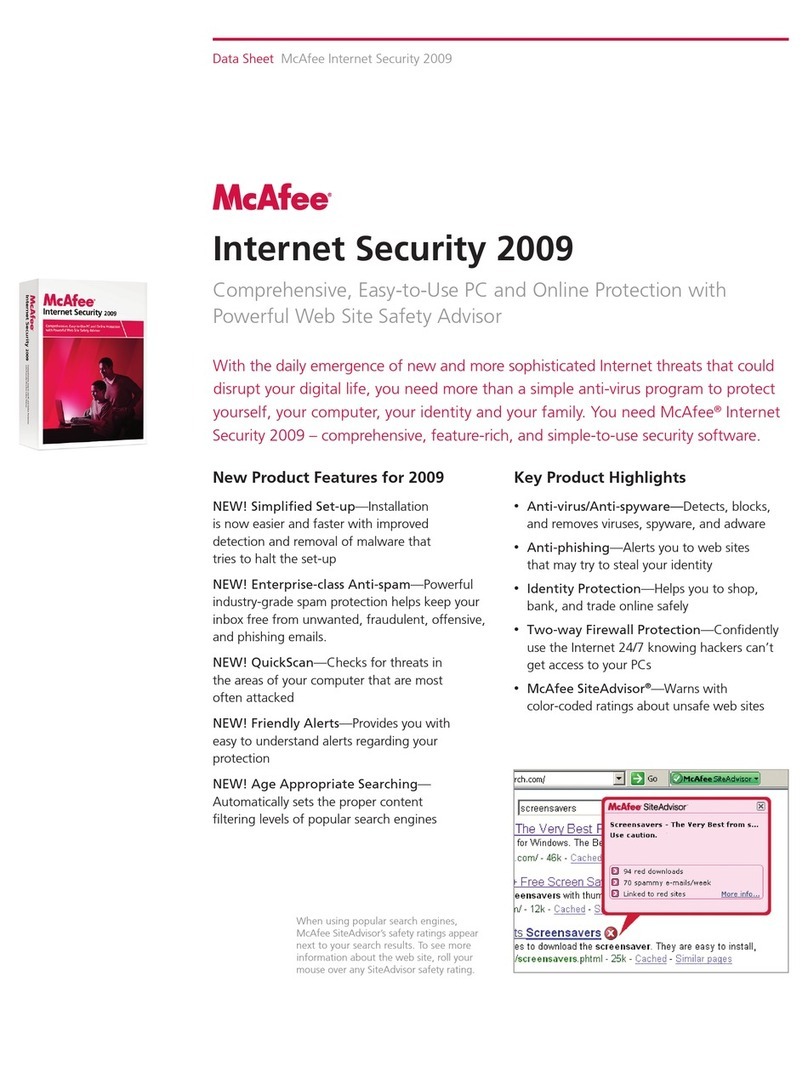 McAfee INTERNET SECURITY 2009 Bedienungsanleitung McAfee INTERNET SECURITY 2009 Bedienungsanleitung