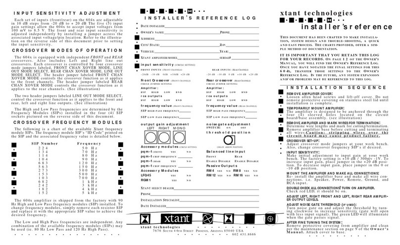 Xtant 604X Anleitung zur Verwendung