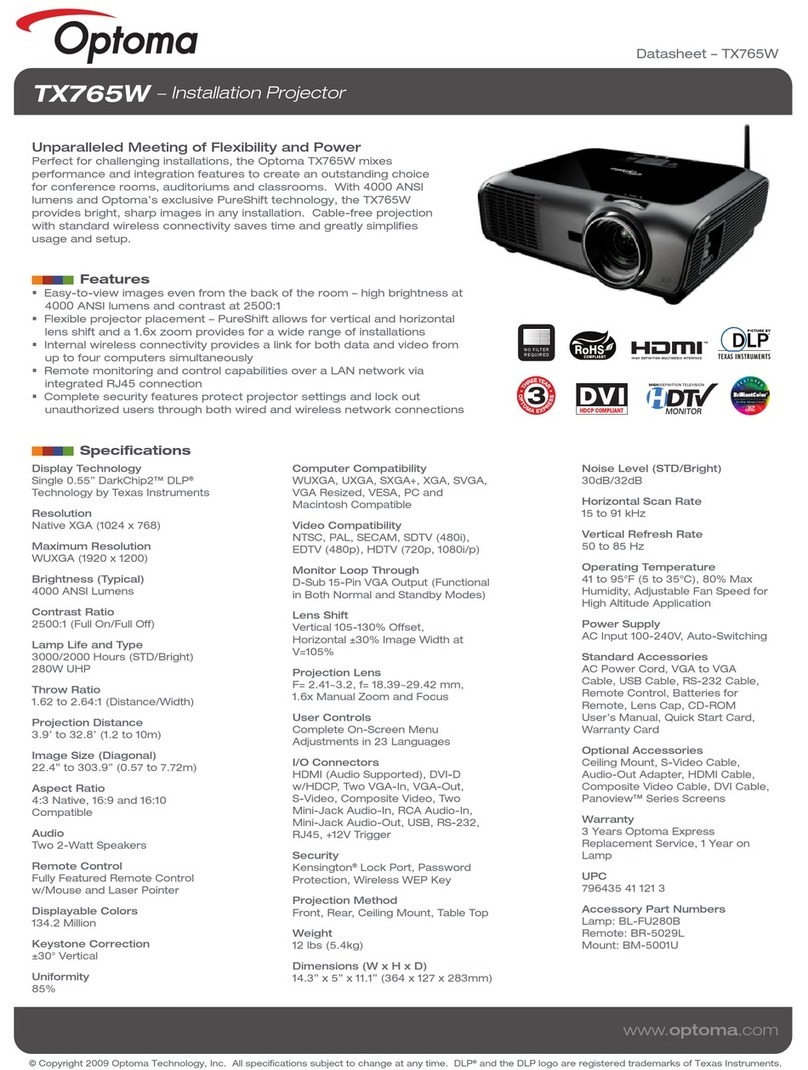 Optoma TX765W Bedienungsanleitung