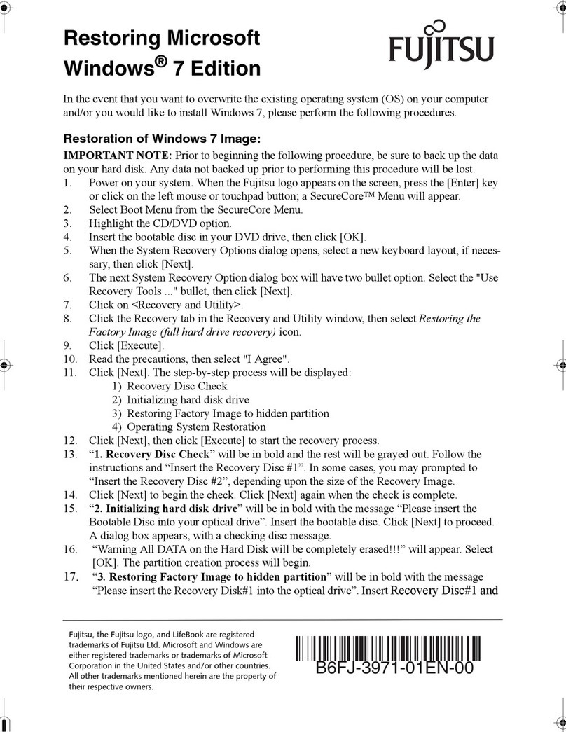 Fujitsu Restoring Microsoft Windows® 7 Edition Bedienungsanleitung