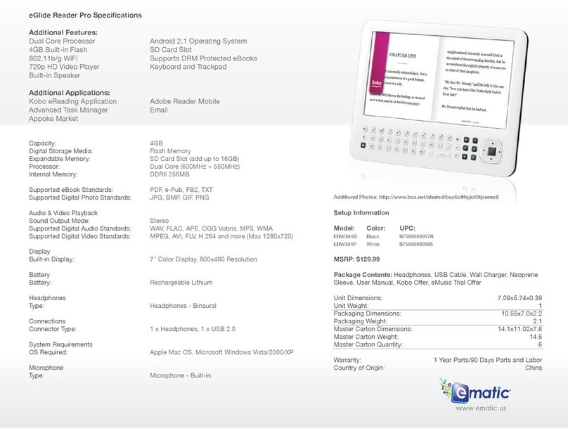 E-matic eGlide Reader Pro Bedienungsanleitung E-matic eGlide Reader Pro Bedienungsanleitung