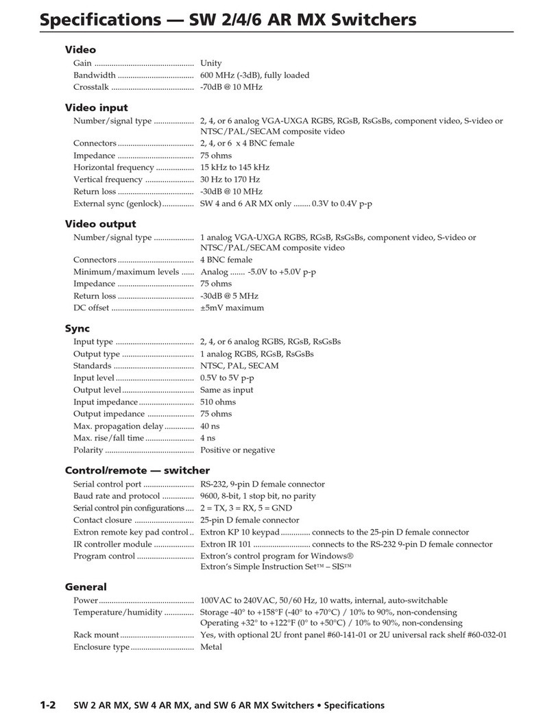 Extron electronics SW 2 AR MX Bedienungsanleitung
