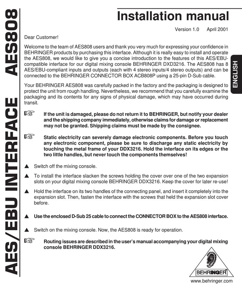 Behringer AES808 Bedienungsanleitung