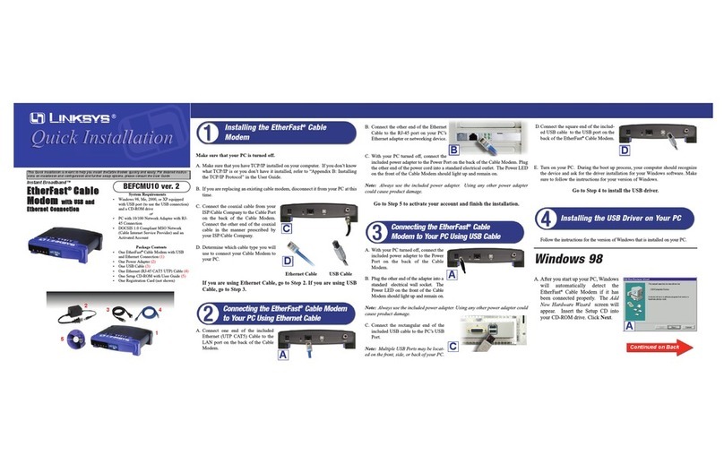 Linksys BEFCMU10 - Cable Modem With USB Original Betriebsanleitung