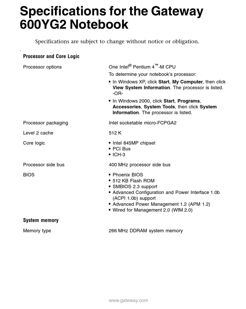 Gateway 600YG2 Bedienungsanleitung