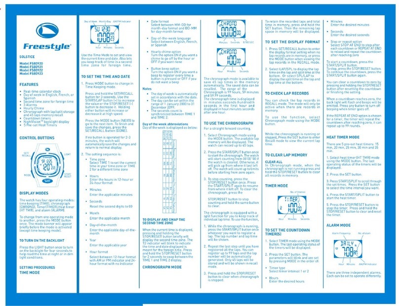 Freestyle Solstice FS80920 Bedienungsanleitung