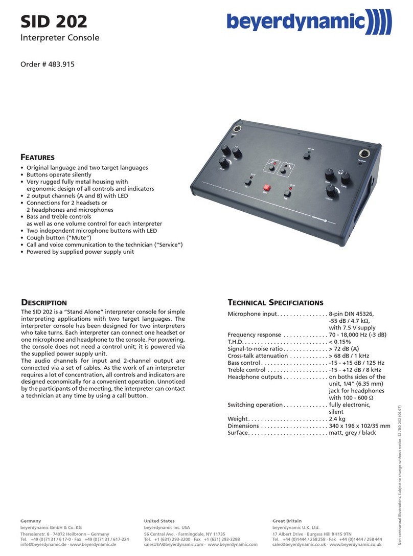 Beyerdynamic Interpreter Console SID 202 Bedienungsanleitung