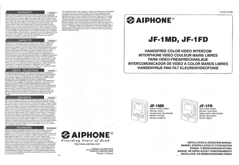 Aiphone JF-1FD Bedienungsanleitung Aiphone JF-1FD Bedienungsanleitung