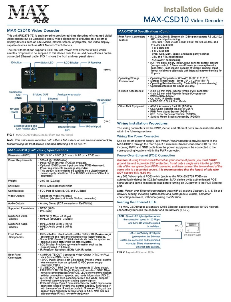 AMX Video Decoder MAX-CSD10 Bedienungsanleitung